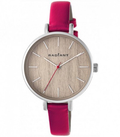 Reloj Mujer Esfera Madera Correa Estrecha Piel Fucsia RADIANT New Wood - RA430603