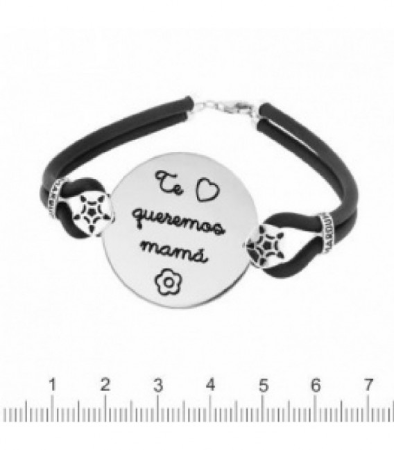 PULSERA PLATA CAUCHO TQMAMÁ - K-00545-MA04