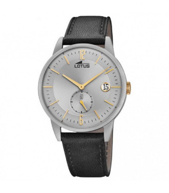 Reloj Hombre Minimalist Gris Correa Piel Negra LOTUS - 18361/1