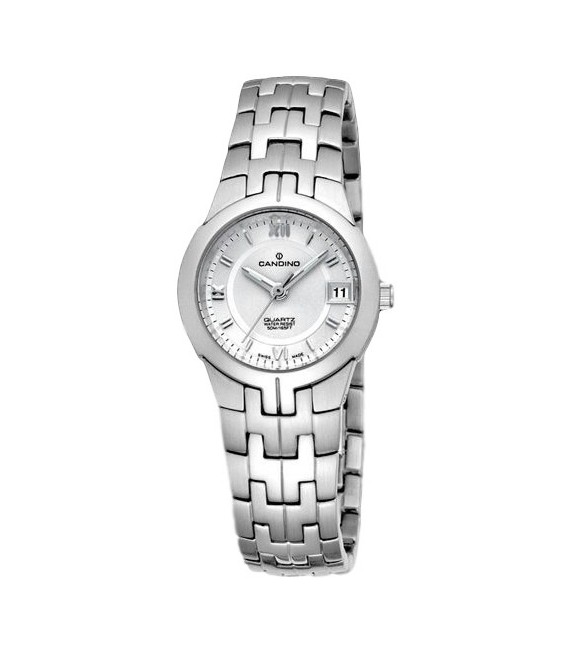 Reloj Swiss Made Mujer Diseño Redondo Acero Esfera Plateada CANDINO - C2088/1