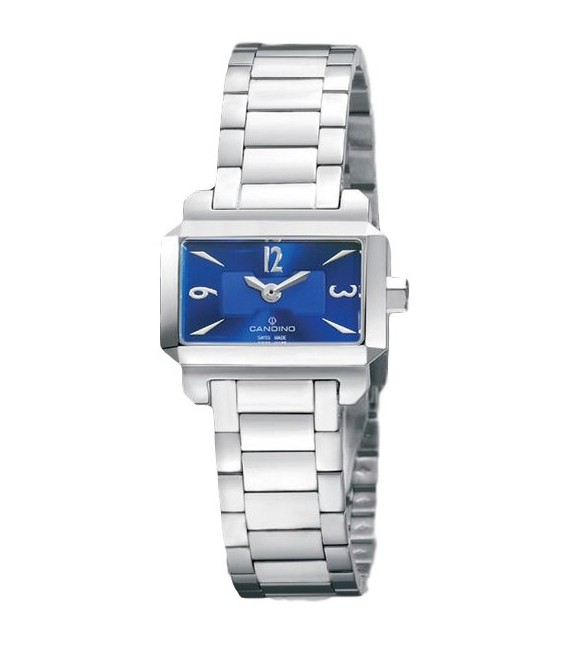 Reloj Swiss Made Mujer Diseño Rectangular Acero Esfera Azul CANDINO - C4258/2