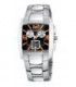 Reloj Crono Hombre Acero Esfera Cuadrada Negra y Naranja Swiss Made CANDINO - C7510/F