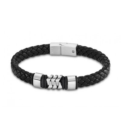 Pulsera Cuero Negro y Acero Hombre LOTUS STYLE - LS2104-2/1