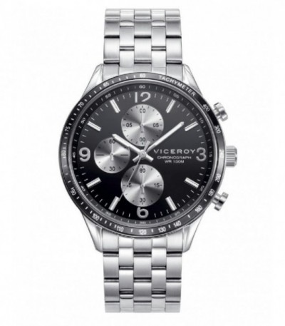 Reloj Hombre Heat Acero Crono Esfera Negra y Plateada VICEROY - 401141-55