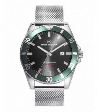 Reloj Acero Diver Sumergible Verde y Negro Mission MARK MADDOX - HM0139-57