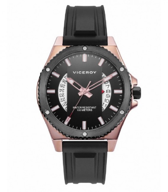 Reloj Hombre Magnum Acero Rosé Caucho Negro Esfera Negra VICEROY - 46821-57