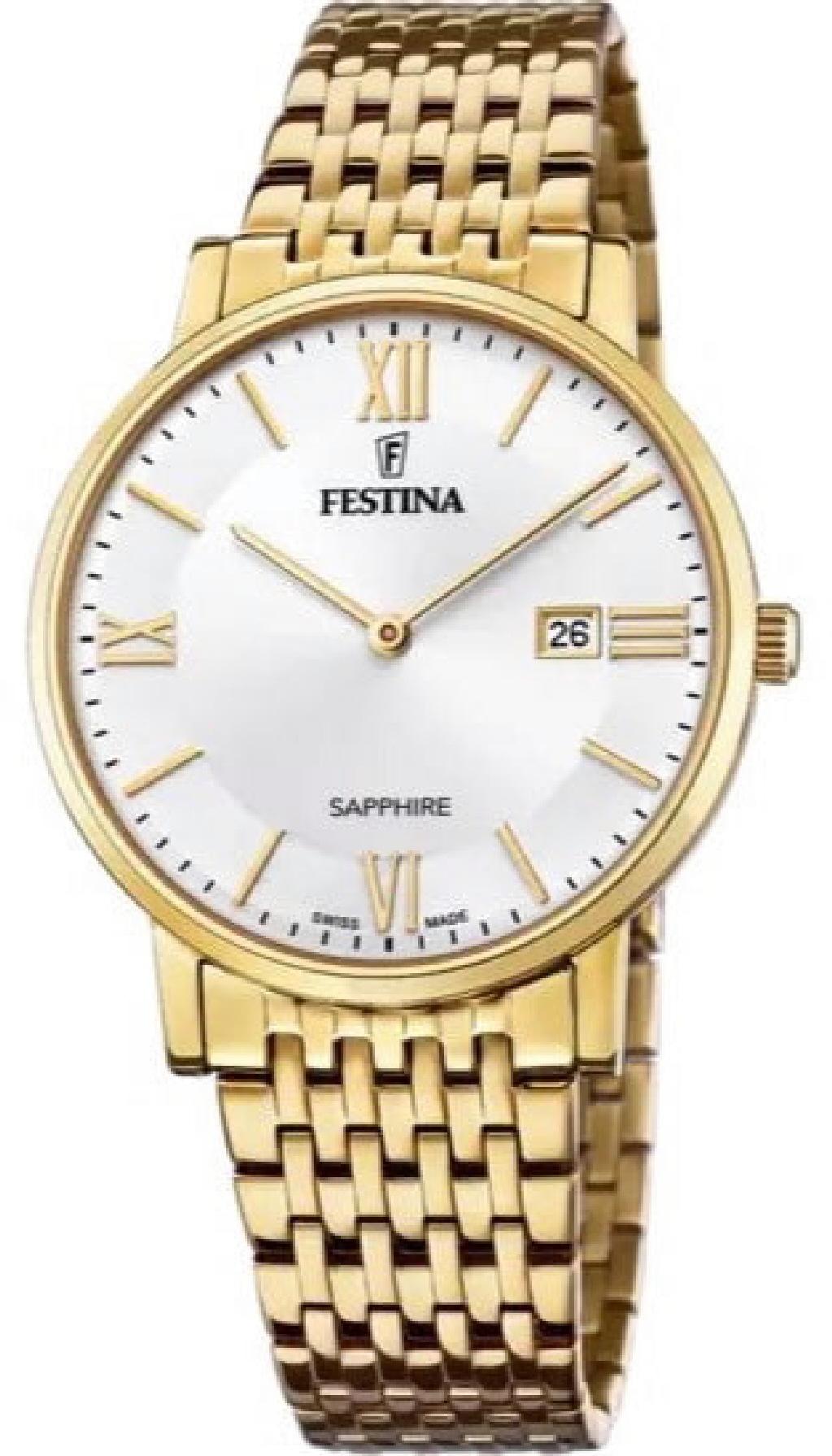 Reloj Festina hombre automático acero oro dorado brazalete malla F20667/1