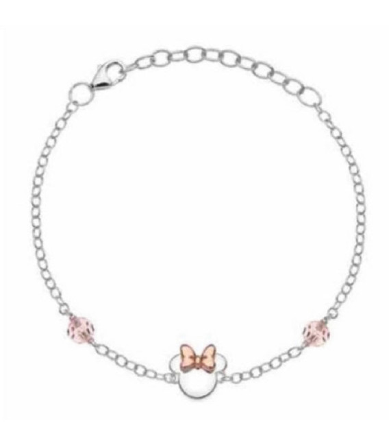 Pulsera Silueta Minnie Plata Piedras Rosas DISNEY - AG0007B2