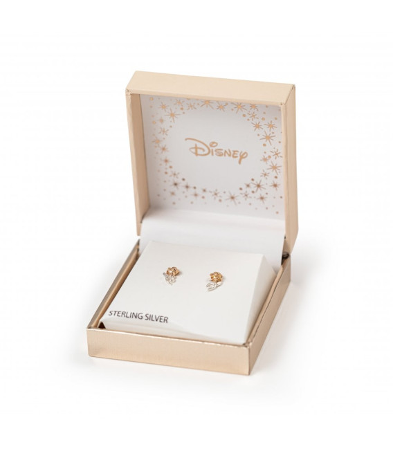 Pendientes Plata Rosa de Bella y Bestia Bicolor DISNEY - AG0064P