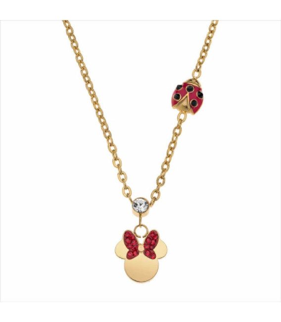 Collar Minnie Mouse Placa y Mariquita Acero Dorado DISNEY - ST0032C