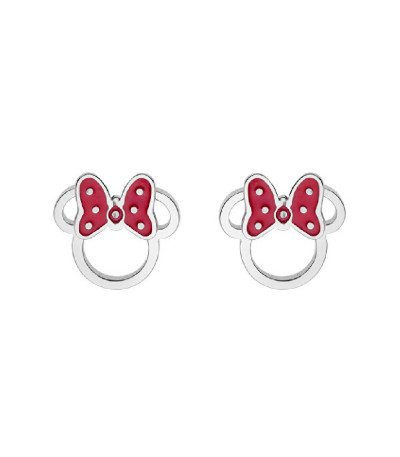 Pendientes Minnie Mouse Lazo Rosa Fucsia Lunares Acero DISNEY - ST0039P