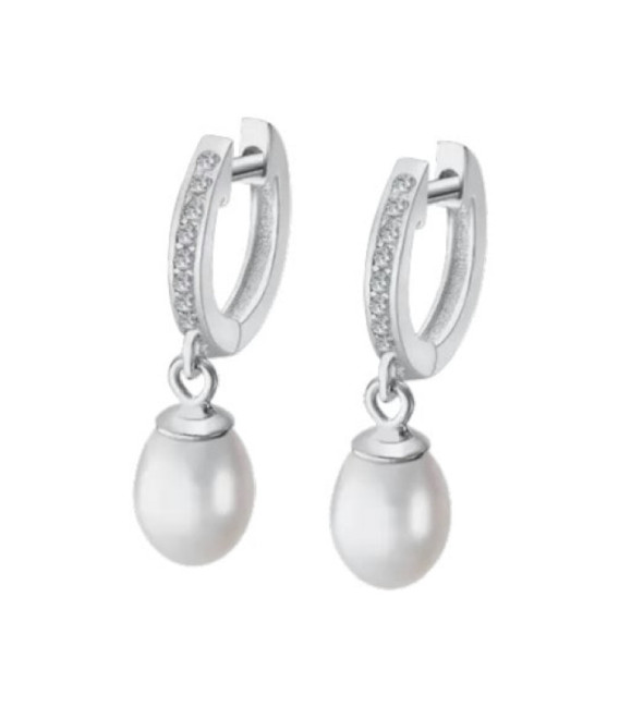 Pendientes Aro Piedras y Perla Mujer Pearls LOTUS SILVER - LP3413-4/1