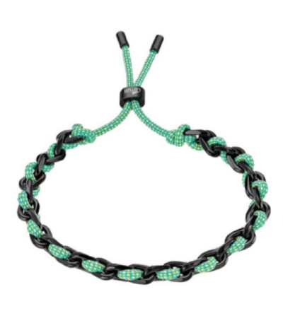 Pulsera Unisex Cadena Acero Negro Entrelazado Cuerda Verde LOTUS STYLE - LS2376-2/3