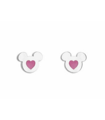 Pendientes Mini Minnie Mouse Corazón Rosa Acero DISNEY - ST0047P