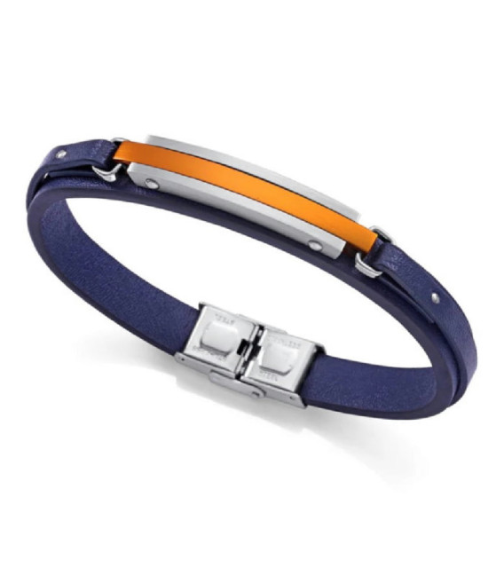 Pulsera Hombre Acero Aluminio Naranja y Piel Azul VICEROY FASHION - 14146P09019