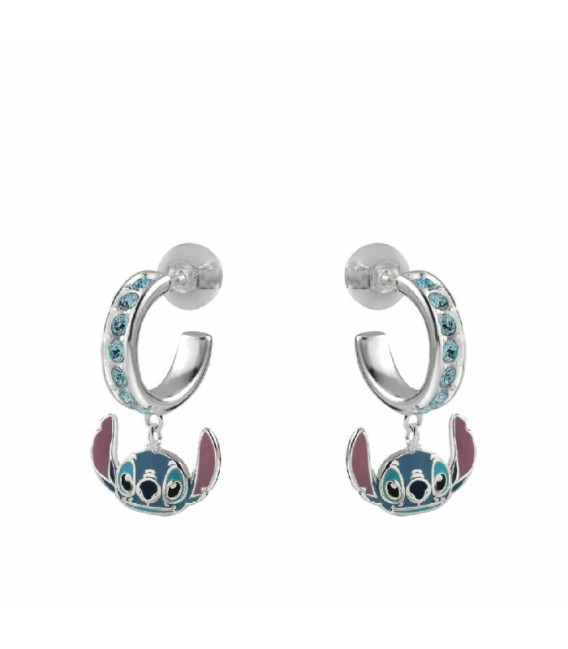 Aros Pendientes con Piedras Azules y Stitch Esmalte DISNEY - AG0086P