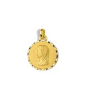 Medalla Redonda de Virgen en Relieve en Oro 750 - 18K y D15mm - 37515