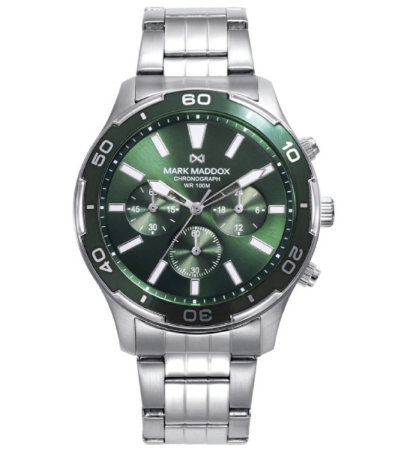 Reloj Hombre Deportivo Crono Acero Esfera Verde Mission MARK MADDOX - HM1017-66