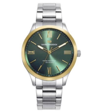 Reloj Hombre Acero Esfera Verde Bisel Dorado MARK MADDOX - HM1018-63