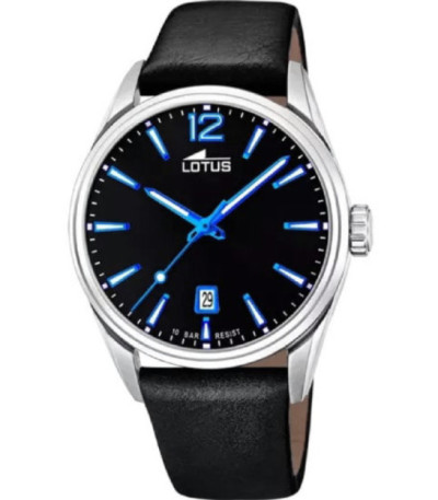 Reloj Hombre Acero Correa Negra Esfera Negra-Azul LOTUS - 18693/6