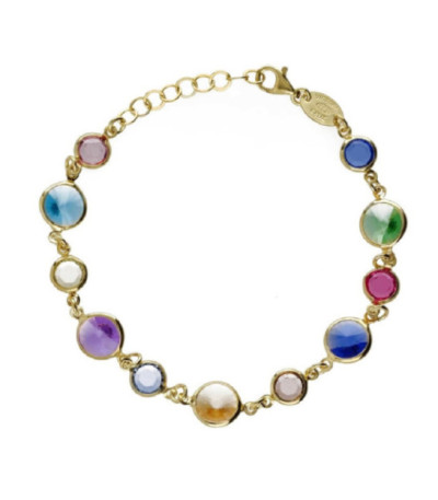 Pulsera círculo cristales multicolores en Plata baño Oro de Basic Victoria Cruz - A0692-MDP