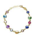 Pulsera círculo cristales multicolores en Plata baño Oro de Basic Victoria Cruz - A0692-MDP