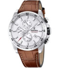 Reloj Hombre Crono Esfera Plateada Correa Marrón FESTINA - F20692/1