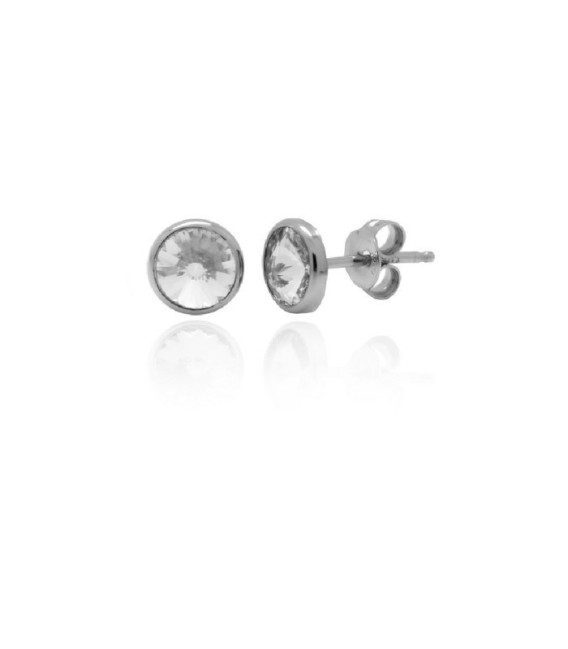 Pendientes botón 7mm círculo cristal en Plata baño rodio de Basic - A3331-07HT