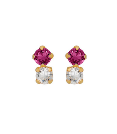 Pendientes Plata ch boton Illume Fuchsia - A5004-21DT