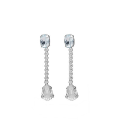 Pendientes largos cascada cristal azul en Plata baño Rodio de Clarity - A5035-91HT