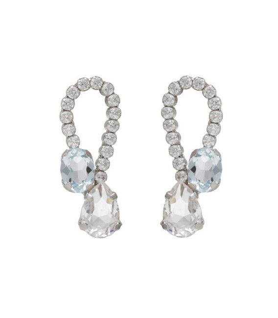 Pendientes cortos cristal azul en Plata baño Rodio de Clarity - A5038-91HT