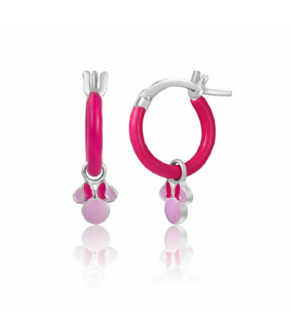 Aros Pendientes Minnie con Esmalte Rosa DISNEY - AG0095P