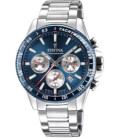 Reloj Hombre Crono Acero Esfera y Bisel Azul OscuroFESTINA - F20560/2