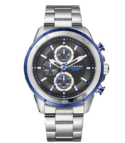 Reloj Crono Hombre Acero Esfera Negra y Azul HEAT - 46801-57