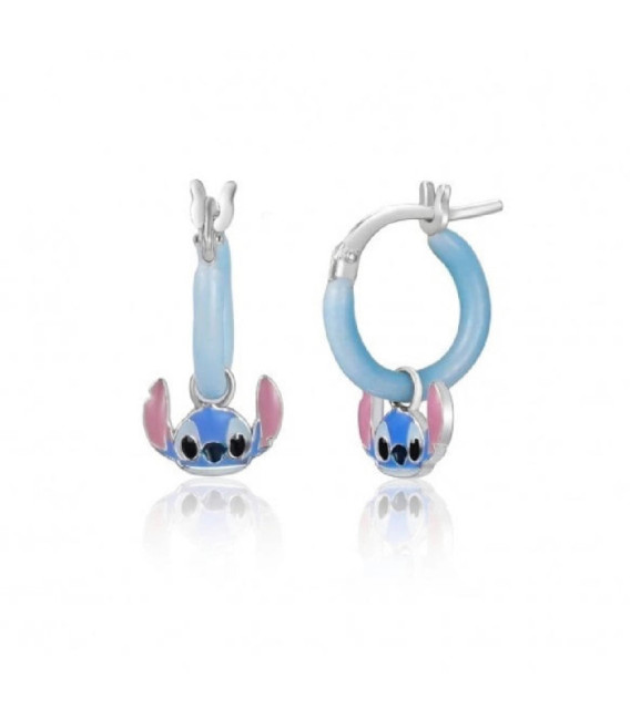 Aros Pendientes Stitch con Esmalte Azul Claro DISNEY - AG0102P