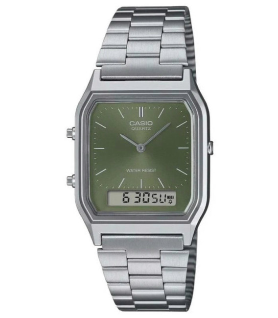 Reloj Vintage Unisex Anadigi Esfera Verde Oscuro CASIO - AQ-230A-3AMQYES