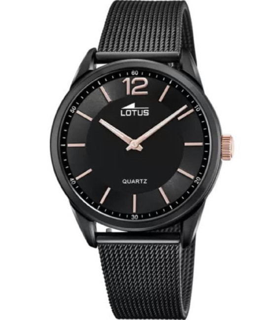 Reloj Hombre Acero IP Negro Malla Milanesa LOTUS - 18736/B