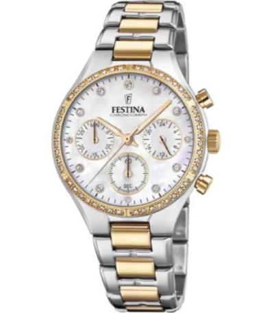 Reloj Mujer Cronómetro Bicolor Esfera Beige Nacarada FESTINA - F20402/1