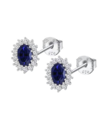 Pendientes Plata 925 Circonita Oval Azul Zafiro LOTUS SILVER - LP3459-4/1