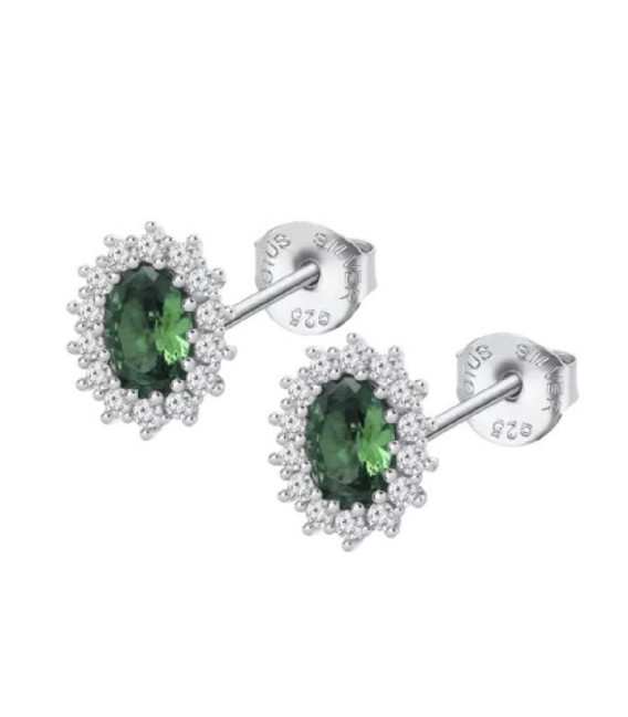 Pendientes Plata 925 Circonita Oval Verde LOTUS SILVER - LP3459-4/3