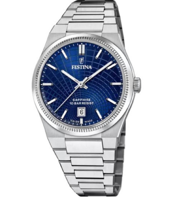 Reloj Hombre Acero Rive Esfera Azul FESTINA SWISS MADE - F20051/4