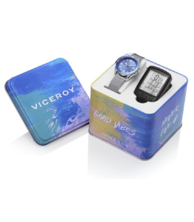 Pack Reloj Niño Acero Esfera Azul y Velocímetro para Bicicleta NEXT VICEROY - 41123-35