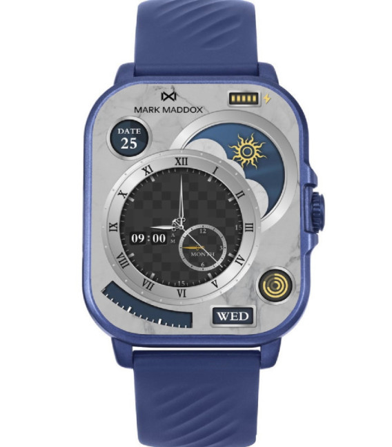 Reloj Smart Rectangular de metal y correa de silicona azul MARK MADDOX - HS2005-30