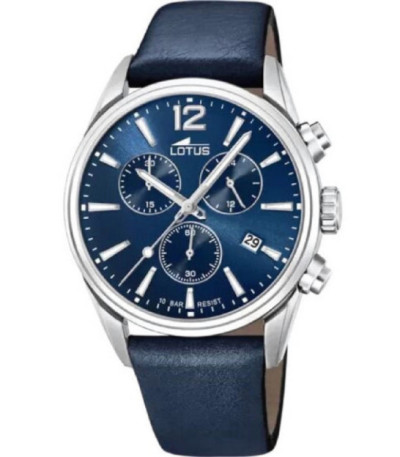 Reloj Hombre Crono Acero Esfera y Correa Azul LOTUS - 18691/1