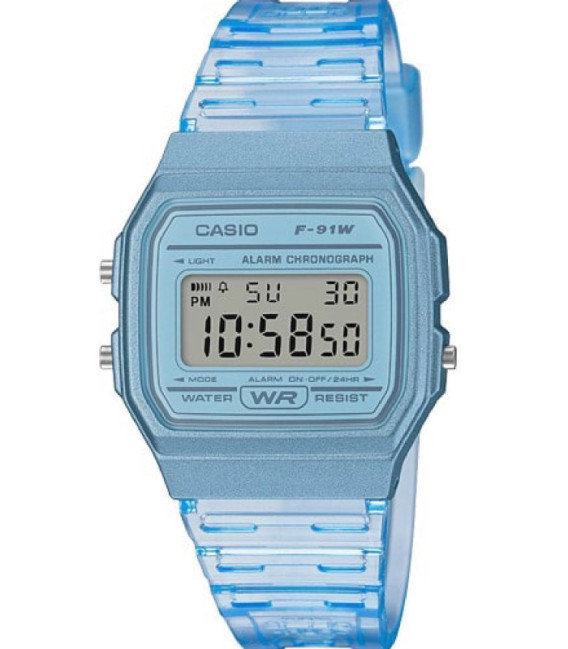 Reloj Azul Transparente F-91WS CASIO COLLECTION - F-91WS-2EF