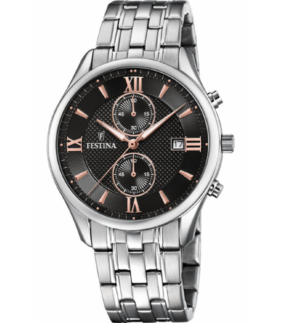 Reloj Hombre Crono Acero Esfera Gris Oscuro FESTINA - F6854/7